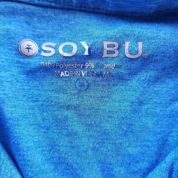 Soybu womens M sporty royal blue short sleeve collared shirt sport top active we - Picture 3 of 5